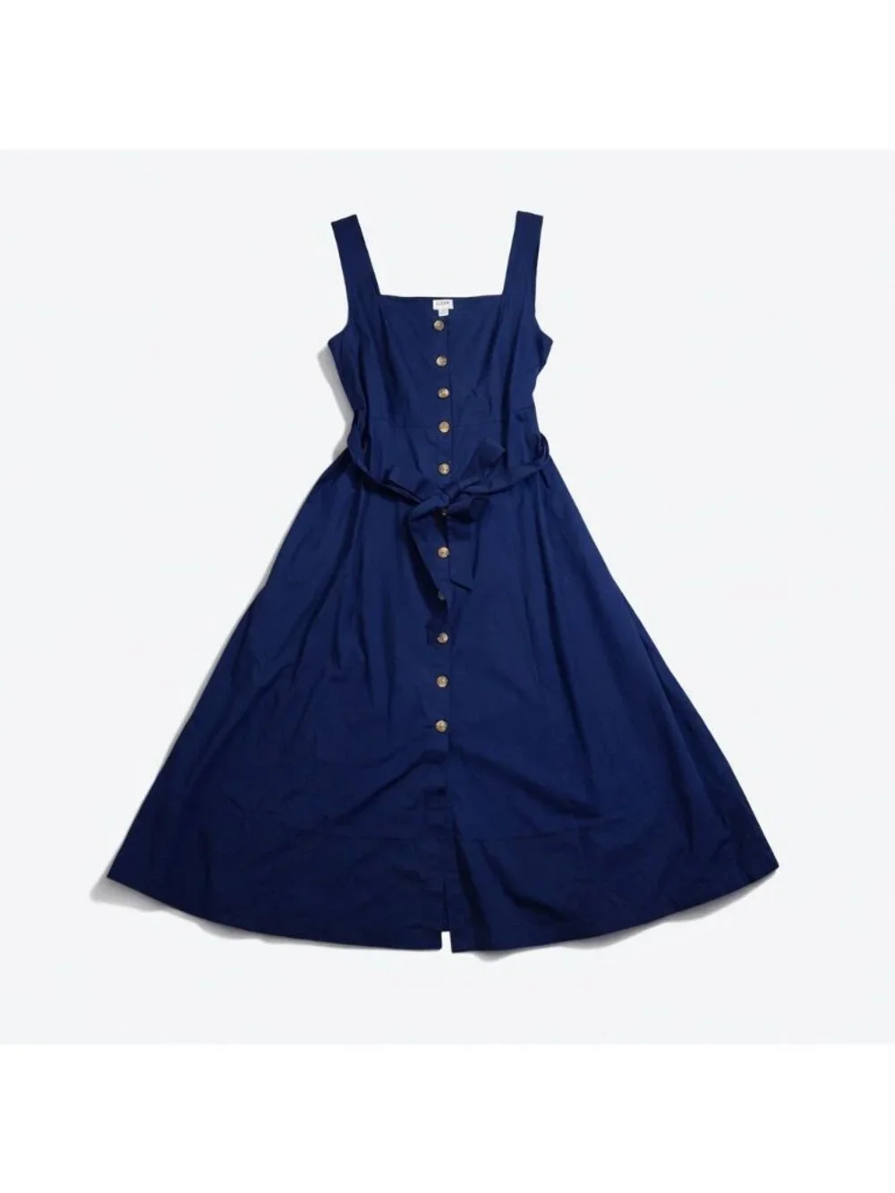 J.Crew Factory Button-Front Belted Midi Dress Antique Navy Women’s Size 10 - Picture 1 of 16